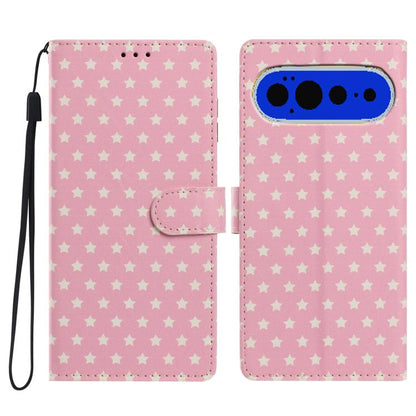 Star Pattern Magnetic Buckle Vegan Leather Phone Case with Wrist Strap, For Google Pixel 11 Pro XL, For Google Pixel 11 Pro, For Google Pixel 10 Pro XL, For Google Pixel 9 Pro / 10 Pro, For Google Pixel 9a, For Google Pixel 8a, For Google Pixel 8 Pro  ...