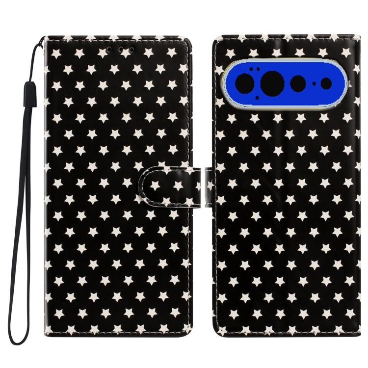 Star Pattern Magnetic Buckle Vegan Leather Phone Case with Wrist Strap, For Google Pixel 11 Pro XL, For Google Pixel 11 Pro, For Google Pixel 10 Pro XL, For Google Pixel 9 Pro / 10 Pro, For Google Pixel 9a, For Google Pixel 8a, For Google Pixel 8 Pro  ...