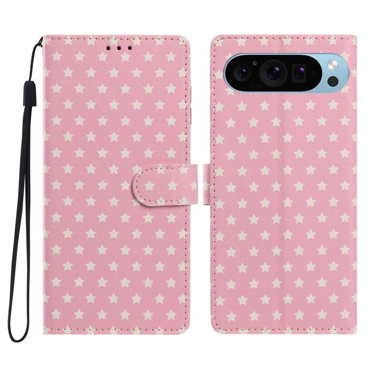 Star Pattern Magnetic Buckle Vegan Leather Phone Case with Wrist Strap, For Google Pixel 11 Pro XL, For Google Pixel 11 Pro, For Google Pixel 10 Pro XL, For Google Pixel 9 Pro / 10 Pro, For Google Pixel 9a, For Google Pixel 8a, For Google Pixel 8 Pro  ...