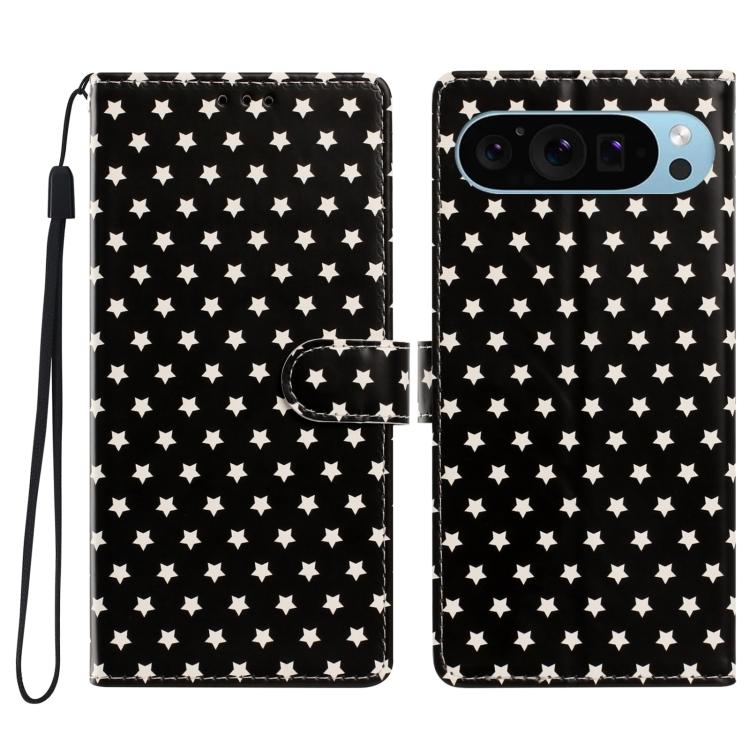 Star Pattern Magnetic Buckle Vegan Leather Phone Case with Wrist Strap, For Google Pixel 11 Pro XL, For Google Pixel 11 Pro, For Google Pixel 10 Pro XL, For Google Pixel 9 Pro / 10 Pro, For Google Pixel 9a, For Google Pixel 8a, For Google Pixel 8 Pro  ...