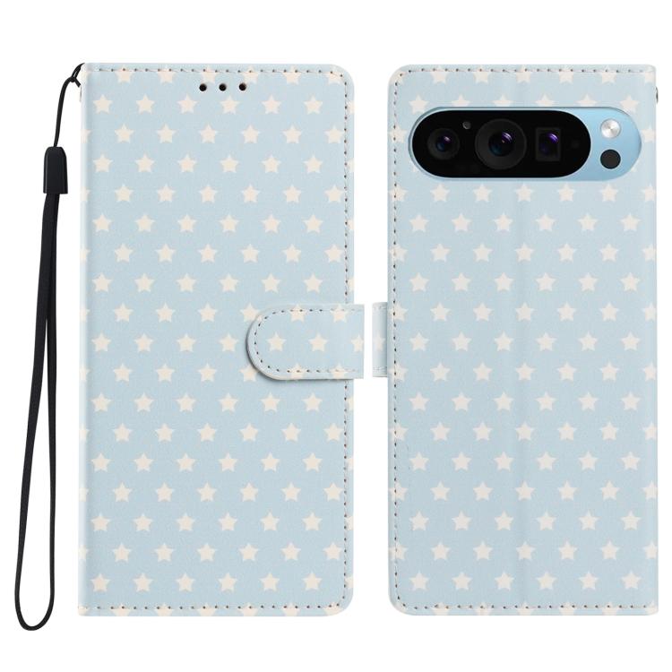 Star Pattern Magnetic Buckle Vegan Leather Phone Case with Wrist Strap, For Google Pixel 11 Pro XL, For Google Pixel 11 Pro, For Google Pixel 10 Pro XL, For Google Pixel 9 Pro / 10 Pro, For Google Pixel 9a, For Google Pixel 8a, For Google Pixel 8 Pro  ...