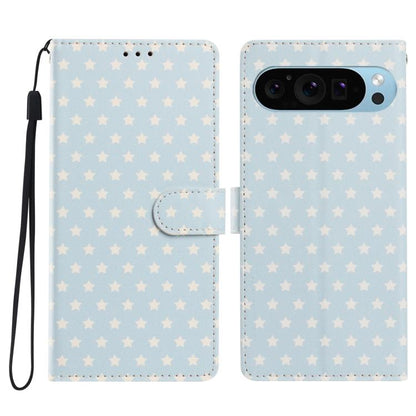 Star Pattern Magnetic Buckle Vegan Leather Phone Case with Wrist Strap, For Google Pixel 11 Pro XL, For Google Pixel 11 Pro, For Google Pixel 10 Pro XL, For Google Pixel 9 Pro / 10 Pro, For Google Pixel 9a, For Google Pixel 8a, For Google Pixel 8 Pro  ...