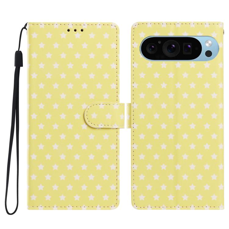 Star Pattern Magnetic Buckle Vegan Leather Phone Case with Wrist Strap, For Google Pixel 11 Pro XL, For Google Pixel 11 Pro, For Google Pixel 10 Pro XL, For Google Pixel 9 Pro / 10 Pro, For Google Pixel 9a, For Google Pixel 8a, For Google Pixel 8 Pro  ...