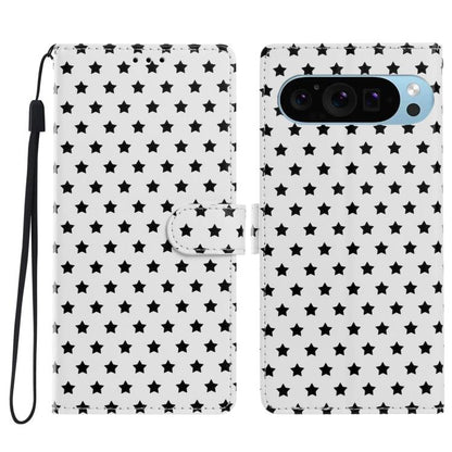 Star Pattern Magnetic Buckle Vegan Leather Phone Case with Wrist Strap, For Google Pixel 11 Pro XL, For Google Pixel 11 Pro, For Google Pixel 10 Pro XL, For Google Pixel 9 Pro / 10 Pro, For Google Pixel 9a, For Google Pixel 8a, For Google Pixel 8 Pro  ...