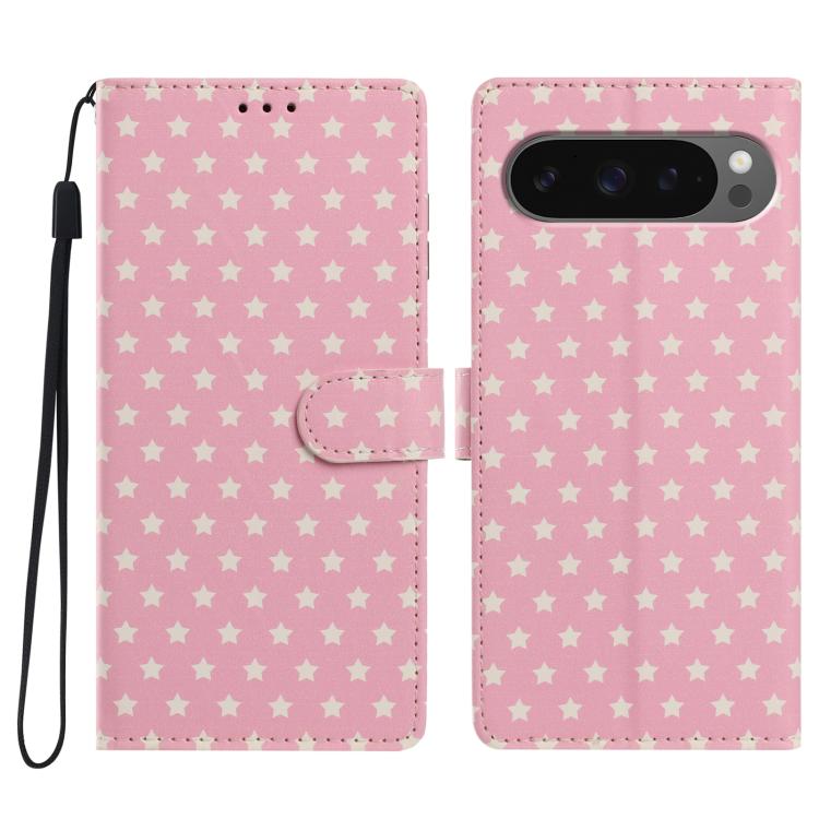 Star Pattern Magnetic Buckle Vegan Leather Phone Case with Wrist Strap, For Google Pixel 11 Pro XL, For Google Pixel 11 Pro, For Google Pixel 10 Pro XL, For Google Pixel 9 Pro / 10 Pro, For Google Pixel 9a, For Google Pixel 8a, For Google Pixel 8 Pro  ...