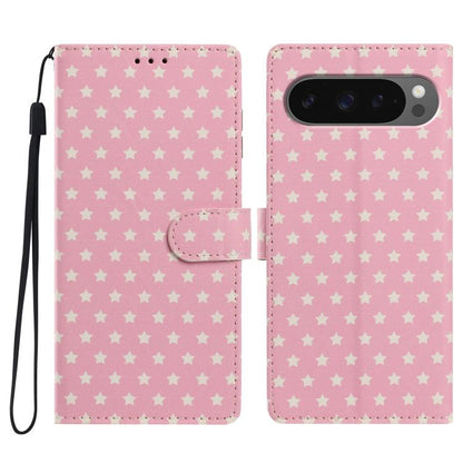Star Pattern Magnetic Buckle Vegan Leather Phone Case with Wrist Strap, For Google Pixel 11 Pro XL, For Google Pixel 11 Pro, For Google Pixel 10 Pro XL, For Google Pixel 9 Pro / 10 Pro, For Google Pixel 9a, For Google Pixel 8a, For Google Pixel 8 Pro  ...