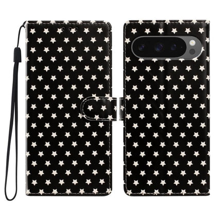 Star Pattern Magnetic Buckle Vegan Leather Phone Case with Wrist Strap, For Google Pixel 11 Pro XL, For Google Pixel 11 Pro, For Google Pixel 10 Pro XL, For Google Pixel 9 Pro / 10 Pro, For Google Pixel 9a, For Google Pixel 8a, For Google Pixel 8 Pro  ...