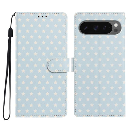 Star Pattern Magnetic Buckle Vegan Leather Phone Case with Wrist Strap, For Google Pixel 11 Pro XL, For Google Pixel 11 Pro, For Google Pixel 10 Pro XL, For Google Pixel 9 Pro / 10 Pro, For Google Pixel 9a, For Google Pixel 8a, For Google Pixel 8 Pro  ...
