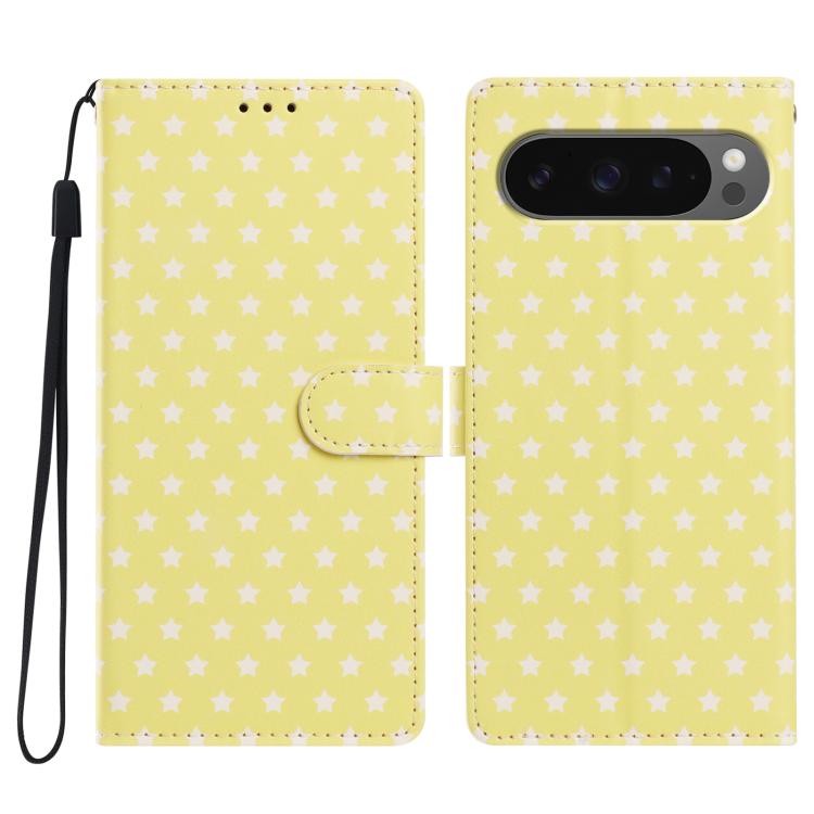 Star Pattern Magnetic Buckle Vegan Leather Phone Case with Wrist Strap, For Google Pixel 11 Pro XL, For Google Pixel 11 Pro, For Google Pixel 10 Pro XL, For Google Pixel 9 Pro / 10 Pro, For Google Pixel 9a, For Google Pixel 8a, For Google Pixel 8 Pro  ...