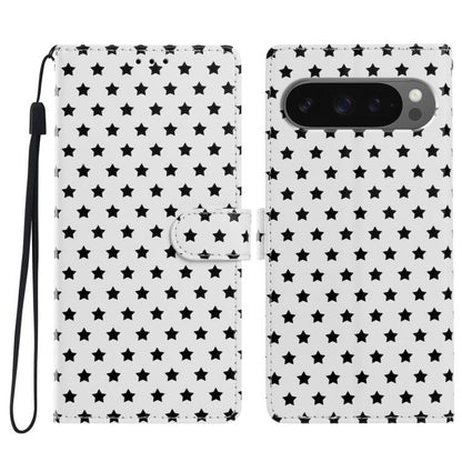 Star Pattern Magnetic Buckle Vegan Leather Phone Case with Wrist Strap, For Google Pixel 11 Pro XL, For Google Pixel 11 Pro, For Google Pixel 10 Pro XL, For Google Pixel 9 Pro / 10 Pro, For Google Pixel 9a, For Google Pixel 8a, For Google Pixel 8 Pro  ...