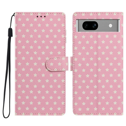 Star Pattern Magnetic Buckle Vegan Leather Phone Case with Wrist Strap, For Google Pixel 11 Pro XL, For Google Pixel 11 Pro, For Google Pixel 10 Pro XL, For Google Pixel 9 Pro / 10 Pro, For Google Pixel 9a, For Google Pixel 8a, For Google Pixel 8 Pro  ...