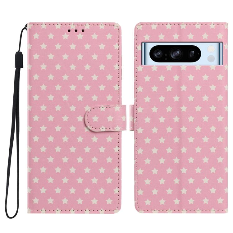 Star Pattern Magnetic Buckle Vegan Leather Phone Case with Wrist Strap, For Google Pixel 11 Pro XL, For Google Pixel 11 Pro, For Google Pixel 10 Pro XL, For Google Pixel 9 Pro / 10 Pro, For Google Pixel 9a, For Google Pixel 8a, For Google Pixel 8 Pro  ...