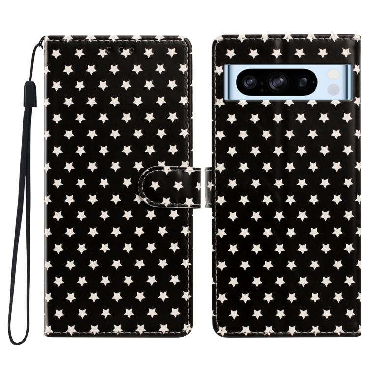 Star Pattern Magnetic Buckle Vegan Leather Phone Case with Wrist Strap, For Google Pixel 11 Pro XL, For Google Pixel 11 Pro, For Google Pixel 10 Pro XL, For Google Pixel 9 Pro / 10 Pro, For Google Pixel 9a, For Google Pixel 8a, For Google Pixel 8 Pro  ...