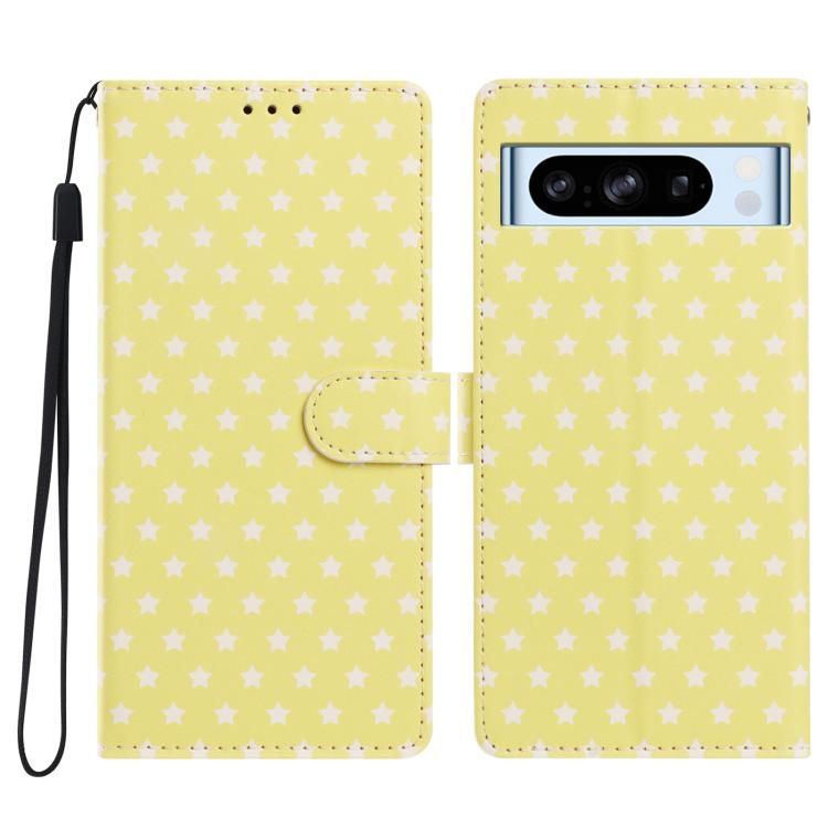 Star Pattern Magnetic Buckle Vegan Leather Phone Case with Wrist Strap, For Google Pixel 11 Pro XL, For Google Pixel 11 Pro, For Google Pixel 10 Pro XL, For Google Pixel 9 Pro / 10 Pro, For Google Pixel 9a, For Google Pixel 8a, For Google Pixel 8 Pro  ...