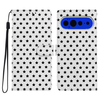 Star Pattern Magnetic Buckle Vegan Leather Phone Case with Wrist Strap, For Google Pixel 11 Pro XL, For Google Pixel 11 Pro, For Google Pixel 10 Pro XL, For Google Pixel 9 Pro / 10 Pro, For Google Pixel 9a, For Google Pixel 8a, For Google Pixel 8 Pro  ...