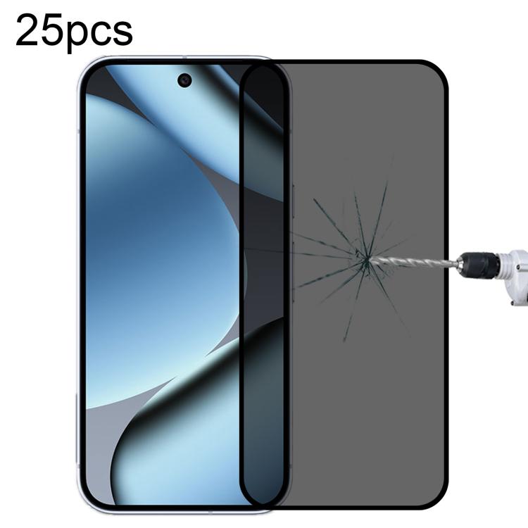25pcs Full Cover Anti-peeping Tempered Glass Film,  Support Fingerprint Unlocking, For Google Pixel 10 Pro XL, For Google Pixel 10 Pro, For Google Pixel 10, For Google Pixel 9 Pro XL, For Google Pixel 9 Pro, For Google Pixel 9, For Google Pixel 8a     ...
