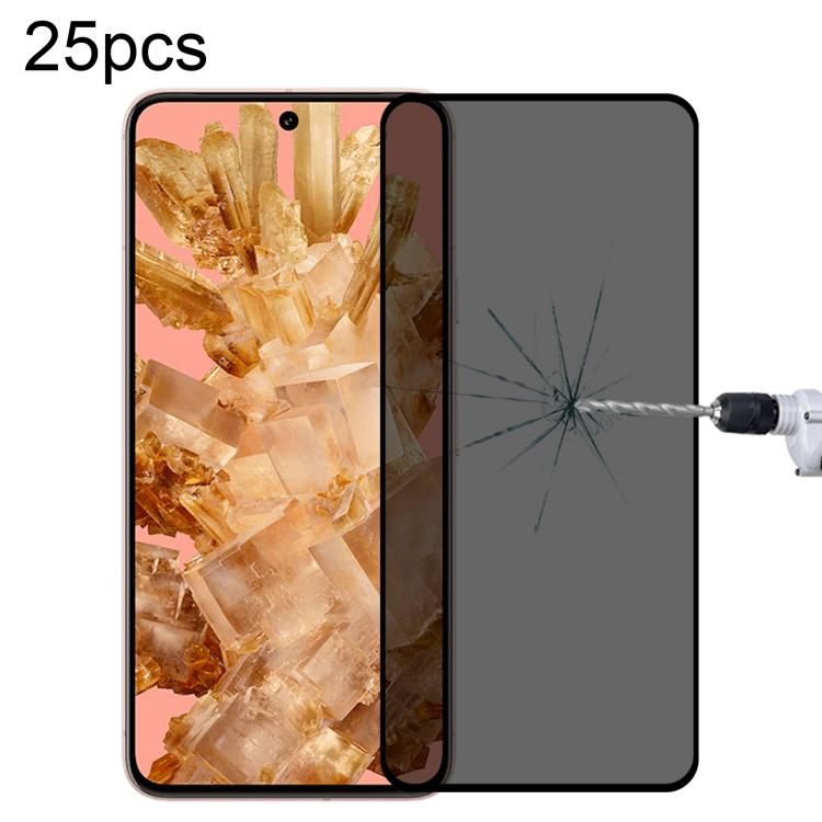 25pcs Full Cover Anti-peeping Tempered Glass Film,  Support Fingerprint Unlocking, For Google Pixel 10 Pro XL, For Google Pixel 10 Pro, For Google Pixel 10, For Google Pixel 9 Pro XL, For Google Pixel 9 Pro, For Google Pixel 9, For Google Pixel 8a     ...