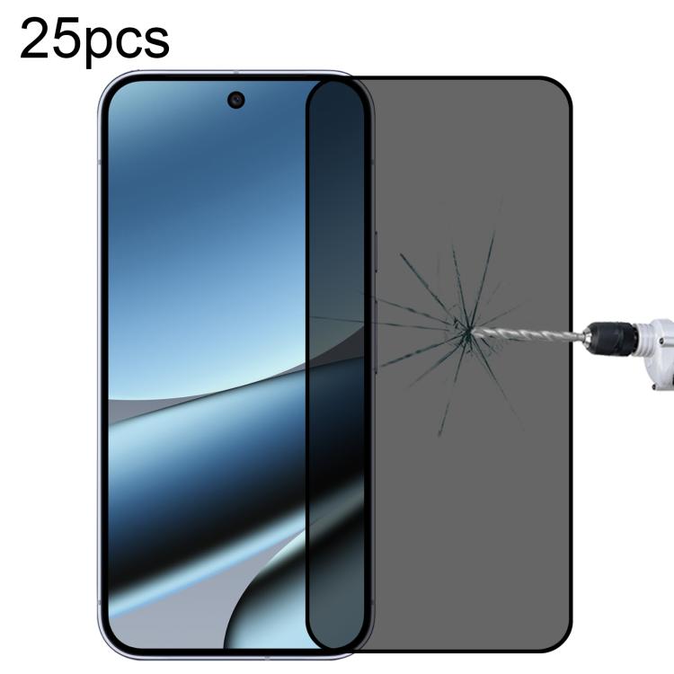 25pcs High Transparency Full Cover Anti-spy Tempered Glass Film, Support Fingerprint Unlocking, For Google Pixel 10 Pro XL, For Google Pixel 10 Pro, For Google Pixel 10, For Google Pixel 9 Pro XL, For Google Pixel 9 Pro, For Google Pixel 9