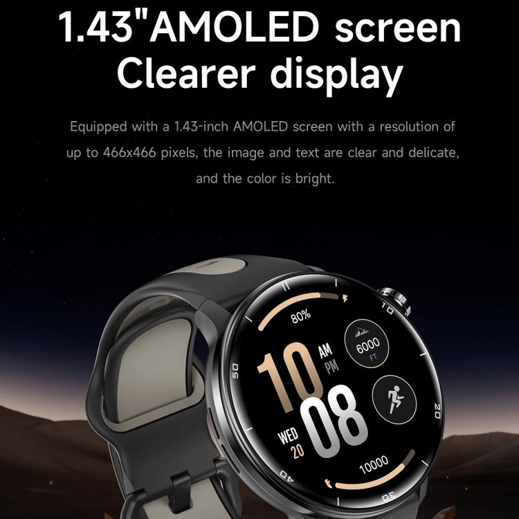 S666 1.43 inch AMOLED HD GPS Sport Smart Watch, Support Bluetooth Call / Sleep / Blood Oxygen / Heart Rate / Female Menstrual Cycle