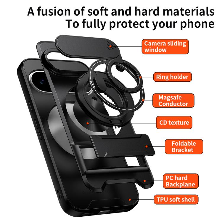 Lens Sliding Window Multifunctional Magnetic Shockproof Phone Case, For Google Pixel 11 / 11 Pro, For Google Pixel 10a, For Google Pixel 9a, For Google Pixel 9 Pro XL 5G, For Google Pixel 9, For Google Pixel 8a, For Google Pixel 8 Pro, For Google Pixel...
