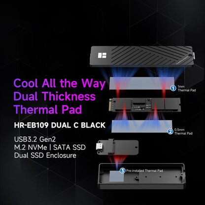 THERMALRIGHT HR-EB109 M.2 NVMe / SATA Dual Protocol SSD Enclosure with Type-C to Type-C Cable, EB109 Dual Protocol