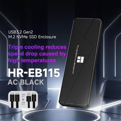 THERMALRIGHT HR-EB115 M.2 NVMe SSD Enclosure with USB to Type-C Cable & Type-C to Type-C Cable, EB115 A-C & C-C Cable
