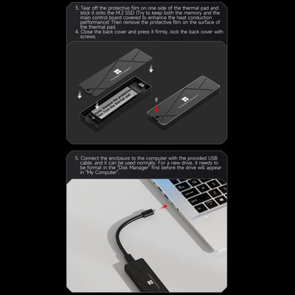 THERMALRIGHT HR-EB115 M.2 NVMe SSD Enclosure with Type-C to Type-C Cable, EB115 C-C Cable