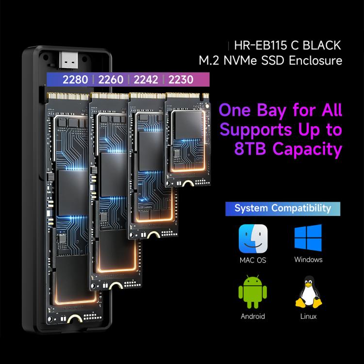 THERMALRIGHT HR-EB115 M.2 NVMe SSD Enclosure with Type-C to Type-C Cable, EB115 C-C Cable