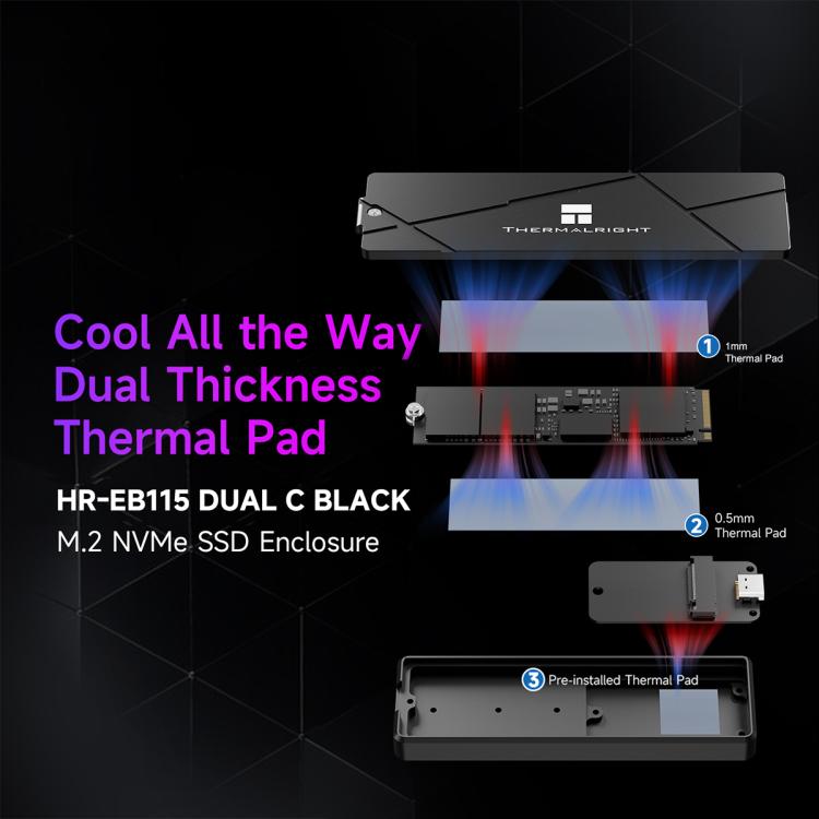 THERMALRIGHT HR-EB115 M.2 NVMe / SATA Dual Protocol SSD Enclosure with Type-C to Type-C Cable, EB115 Dual Protocol