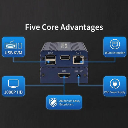 ET1815KVM 150m 1080P 60Hz HDMI Extender with Cat6 / RJ45 / KVM Port, US Plug, EU Plug, AU Plug, UK Plug