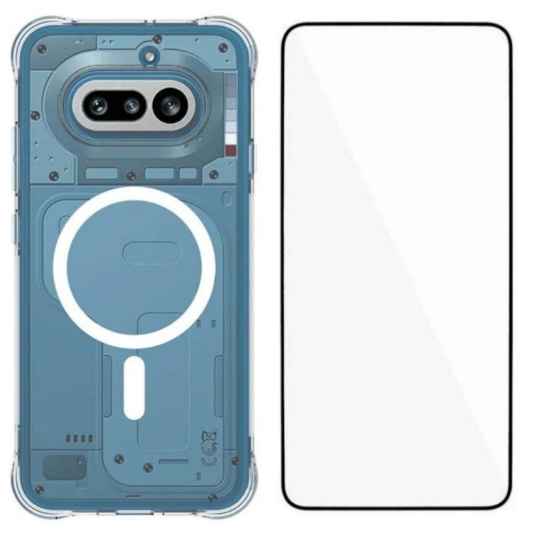 WANLONFENG Transparent Magnetic Four-Corner Shockproof TPU Phone Case with Screen Film, For Nothing Phone 4a Pro, For Nothing Phone 4a, For Nothing Phone 3a Lite, For Nothing Phone 3a Pro