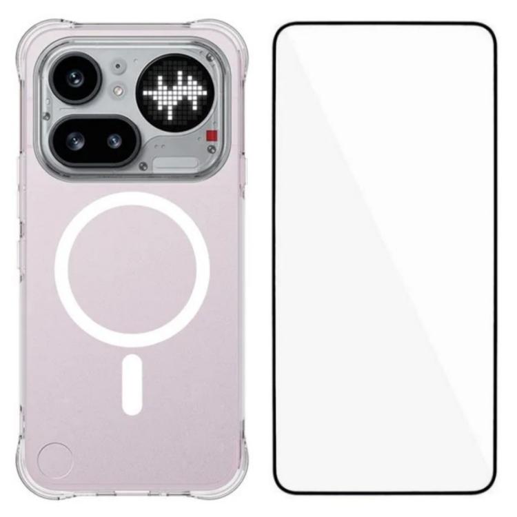 WANLONFENG Transparent Magnetic Four-Corner Shockproof TPU Phone Case with Screen Film, For Nothing Phone 4a Pro, For Nothing Phone 4a, For Nothing Phone 3a Lite, For Nothing Phone 3a Pro