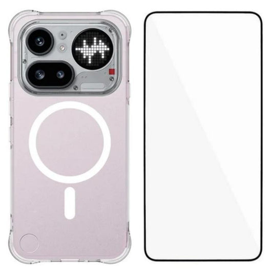 WANLONFENG Transparent Magnetic Four-Corner Shockproof TPU Phone Case with Screen Film, For Nothing Phone 4a Pro, For Nothing Phone 4a, For Nothing Phone 3a Lite, For Nothing Phone 3a Pro