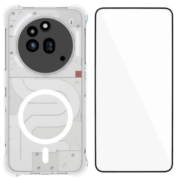 WANLONFENG Transparent Magnetic Four-Corner Shockproof TPU Phone Case with Screen Film, For Nothing Phone 4a Pro, For Nothing Phone 4a, For Nothing Phone 3a Lite, For Nothing Phone 3a Pro