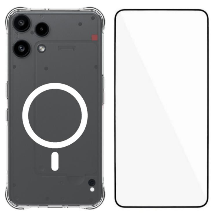 WANLONFENG Transparent Magnetic Four-Corner Shockproof TPU Phone Case with Screen Film, For Nothing Phone 4a Pro, For Nothing Phone 4a, For Nothing Phone 3a Lite, For Nothing Phone 3a Pro