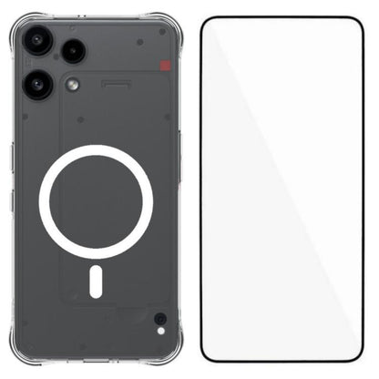 WANLONFENG Transparent Magnetic Four-Corner Shockproof TPU Phone Case with Screen Film, For Nothing Phone 4a Pro, For Nothing Phone 4a, For Nothing Phone 3a Lite, For Nothing Phone 3a Pro