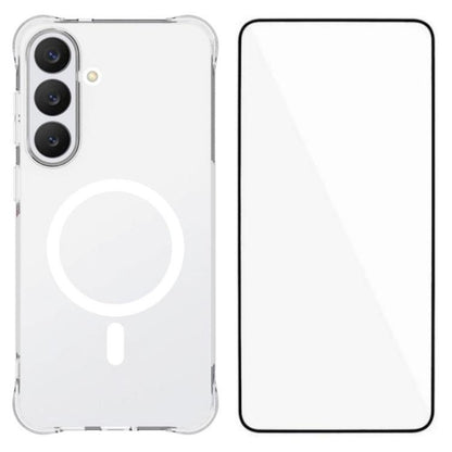 WANLONFENG Transparent Magnetic Four-Corner Shockproof TPU Phone Case with Screen Film, For Galaxy S26 FE 5G, For Galaxy S26+ 5G, For Galaxy S26 Ultra 5G, For Galaxy S26 5G, For Galaxy S25 FE 5G