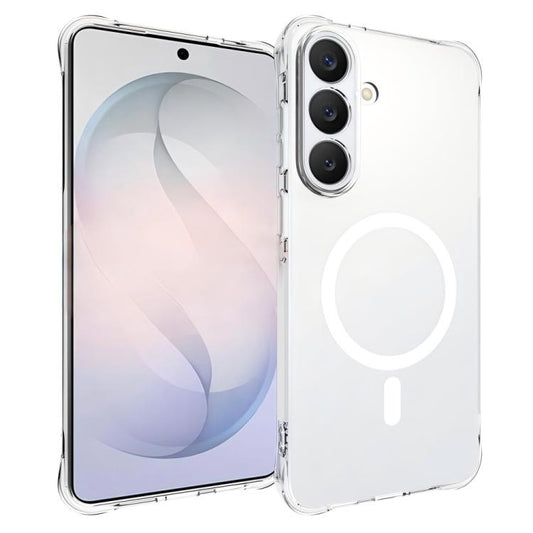 WANLONFENG Transparent Magnetic Four-Corner Shockproof TPU Phone Case with Screen Film, For Galaxy S26 FE 5G, For Galaxy S26+ 5G, For Galaxy S26 Ultra 5G, For Galaxy S26 5G, For Galaxy S25 FE 5G