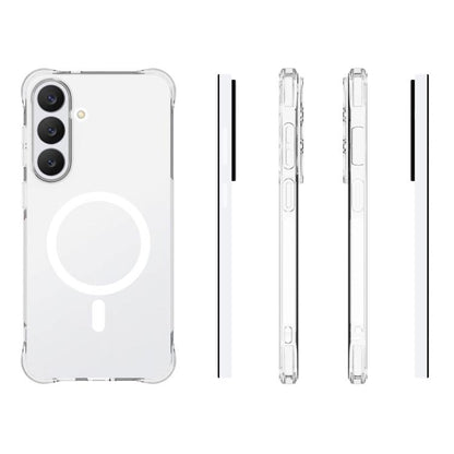 WANLONFENG Transparent Magnetic Four-Corner Shockproof TPU Phone Case with Screen Film, For Galaxy S26 FE 5G, For Galaxy S26+ 5G, For Galaxy S26 Ultra 5G, For Galaxy S26 5G, For Galaxy S25 FE 5G