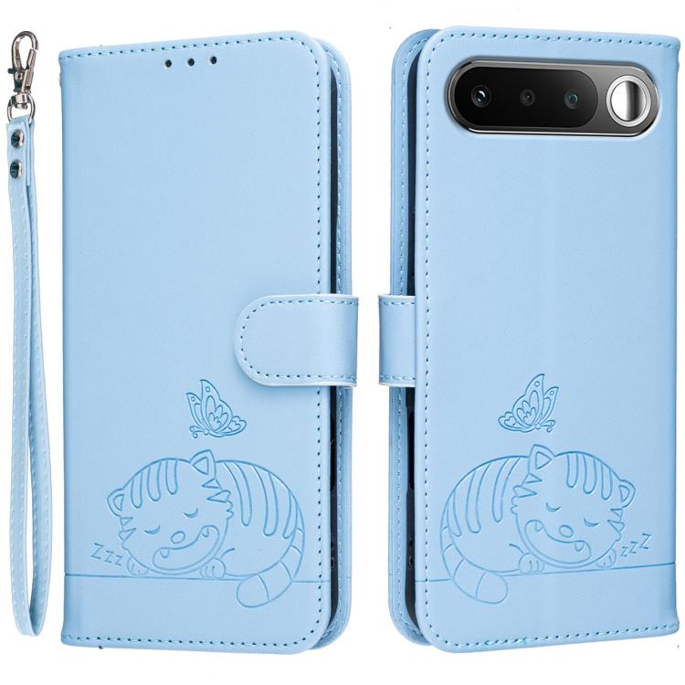 Cat Butterfly Embossed RFID Vegan Leather Phone Case with Strap, For Realme P4 Power 5G, For Realme Note 80 4G, For Realme C83 5G, For Realme Neo8 5G, For Realme 16 5G, For Realme 16 Pro+ 5G, For Realme 16 Pro 5G, For Realme GT8 Pro Global             ...