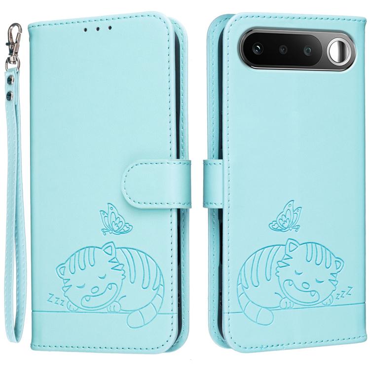 Cat Butterfly Embossed RFID Vegan Leather Phone Case with Strap, For Realme P4 Power 5G, For Realme Note 80 4G, For Realme C83 5G, For Realme Neo8 5G, For Realme 16 5G, For Realme 16 Pro+ 5G, For Realme 16 Pro 5G, For Realme GT8 Pro Global             ...