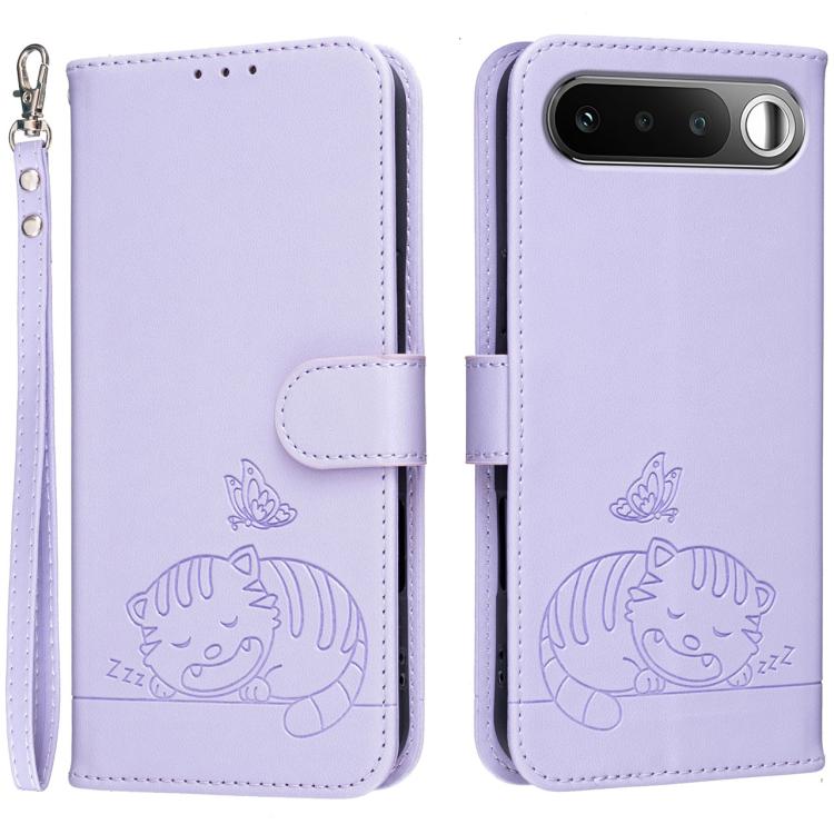 Cat Butterfly Embossed RFID Vegan Leather Phone Case with Strap, For Realme P4 Power 5G, For Realme Note 80 4G, For Realme C83 5G, For Realme Neo8 5G, For Realme 16 5G, For Realme 16 Pro+ 5G, For Realme 16 Pro 5G, For Realme GT8 Pro Global             ...