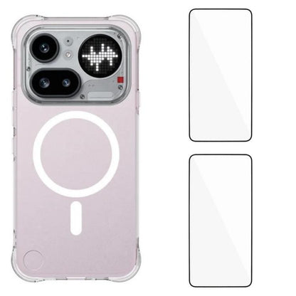 WANLONFENG Transparent Magnetic Four-Corner Shockproof TPU Phone Case with 2pcs Screen Films, For Nothing Phone 4a Pro, For Nothing Phone 4a, For Nothing Phone 3a Lite, For Nothing Phone 3a Pro