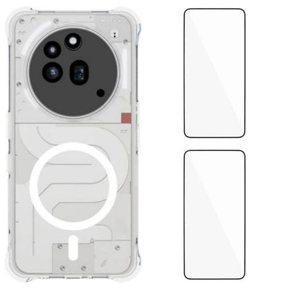 WANLONFENG Transparent Magnetic Four-Corner Shockproof TPU Phone Case with 2pcs Screen Films, For Nothing Phone 4a Pro, For Nothing Phone 4a, For Nothing Phone 3a Lite, For Nothing Phone 3a Pro