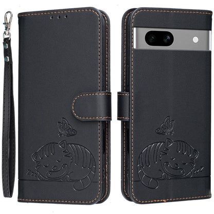 Cat Butterfly Embossed RFID Vegan Leather Phone Case with Strap, For Google Pixel 11 Pro XL, For Google Pixel 11 Pro, For Google Pixel 10a, For Google Pixel 10 Pro XL / 9 Pro XL, For Google Pixel 10 / 10 Pro / 9 Pro, For Google Pixel 9a                ...