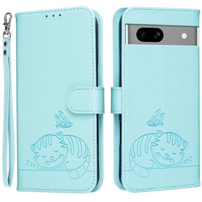 Cat Butterfly Embossed RFID Vegan Leather Phone Case with Strap, For Google Pixel 11 Pro XL, For Google Pixel 11 Pro, For Google Pixel 10a, For Google Pixel 10 Pro XL / 9 Pro XL, For Google Pixel 10 / 10 Pro / 9 Pro, For Google Pixel 9a                ...