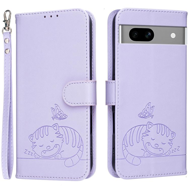 Cat Butterfly Embossed RFID Vegan Leather Phone Case with Strap, For Google Pixel 11 Pro XL, For Google Pixel 11 Pro, For Google Pixel 10a, For Google Pixel 10 Pro XL / 9 Pro XL, For Google Pixel 10 / 10 Pro / 9 Pro, For Google Pixel 9a                ...