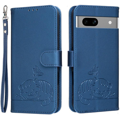 Cat Butterfly Embossed RFID Vegan Leather Phone Case with Strap, For Google Pixel 11 Pro XL, For Google Pixel 11 Pro, For Google Pixel 10a, For Google Pixel 10 Pro XL / 9 Pro XL, For Google Pixel 10 / 10 Pro / 9 Pro, For Google Pixel 9a                ...