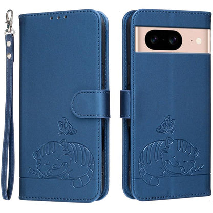 Cat Butterfly Embossed RFID Vegan Leather Phone Case with Strap, For Google Pixel 11 Pro XL, For Google Pixel 11 Pro, For Google Pixel 10a, For Google Pixel 10 Pro XL / 9 Pro XL, For Google Pixel 10 / 10 Pro / 9 Pro, For Google Pixel 9a                ...