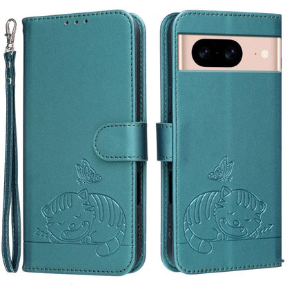 Cat Butterfly Embossed RFID Vegan Leather Phone Case with Strap, For Google Pixel 11 Pro XL, For Google Pixel 11 Pro, For Google Pixel 10a, For Google Pixel 10 Pro XL / 9 Pro XL, For Google Pixel 10 / 10 Pro / 9 Pro, For Google Pixel 9a                ...